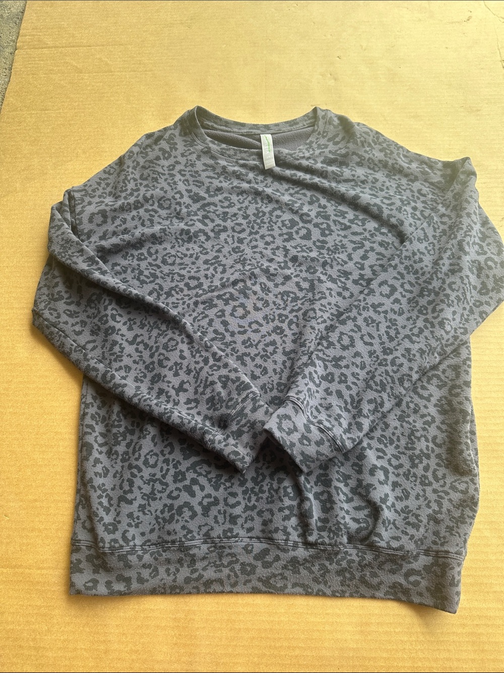 Athleta Gray Leopard-Print Crewneck Sweater